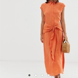 & Other Stories Tie Front Orange Dress (Size 2)